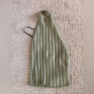 Forever 21 Sage Green Ribbed Sleeveless Turtleneck Sweater